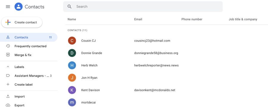Où sont mes contacts dans Gmail? 4 Google Contacts homescreen