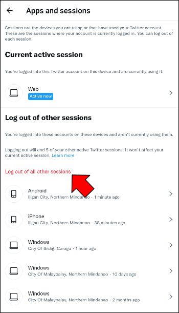 How to Force Logout of All Twitter Instances on a Mobile Device 6 1 Comment se déconnecter de Twitter (X) sur un PC ou un appareil mobile ?