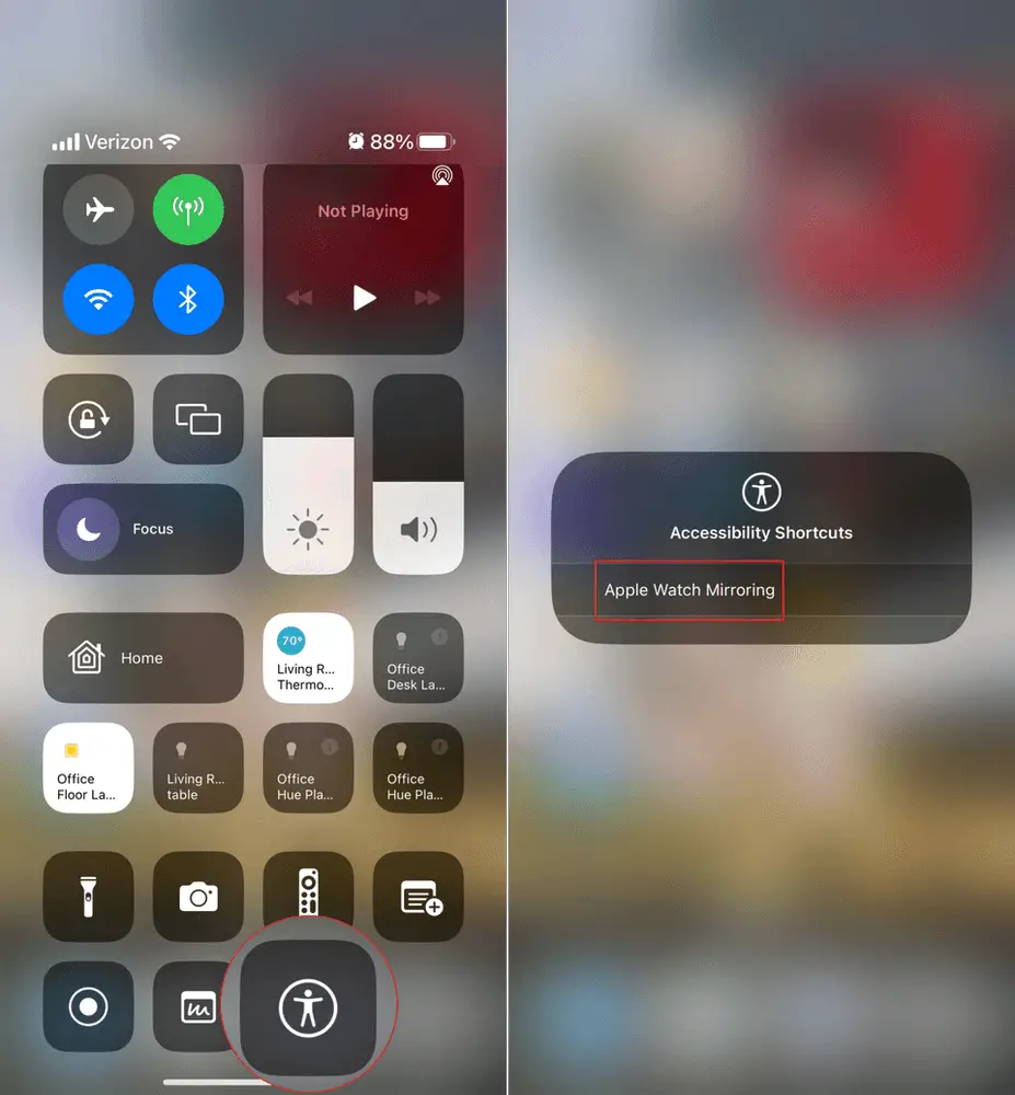 How to use Apple Watch Mirroring from Control Center