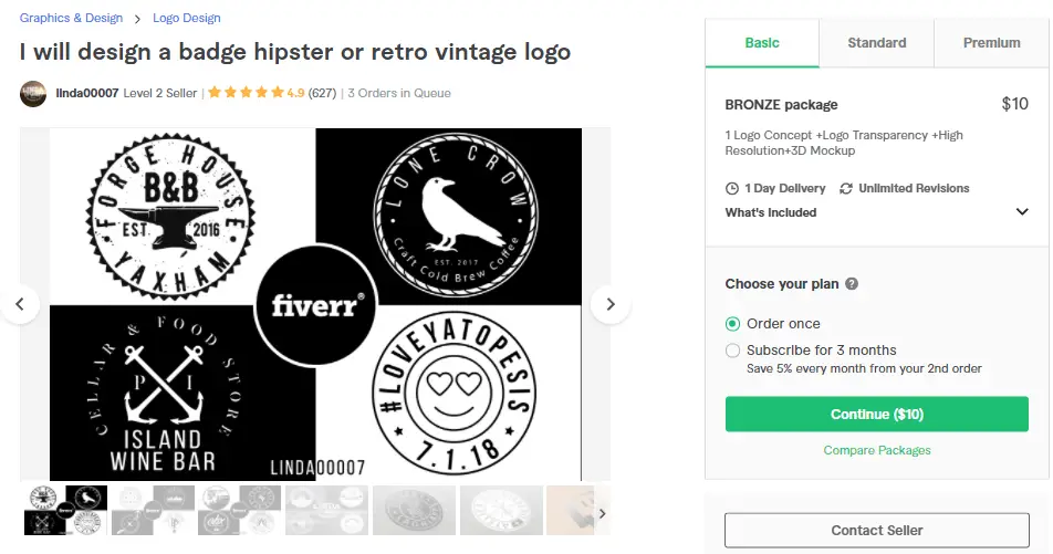 I will design a badge hipster or retro vintage logo