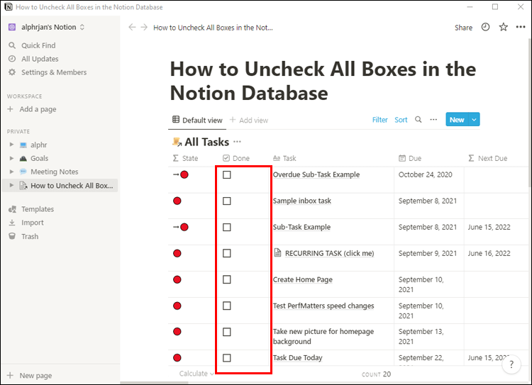 Notion 1 2 Comment décocher tout dans Notion