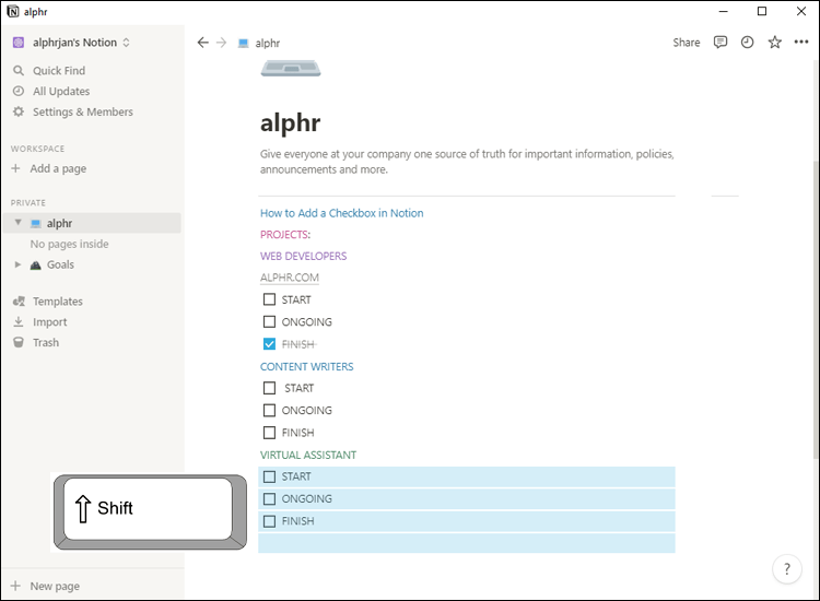 Notion 16 1 Comment décocher tout dans Notion