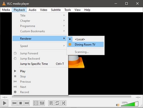 VLC Player'ı Chromecast'e Aktarma 2 VLC Media Menu