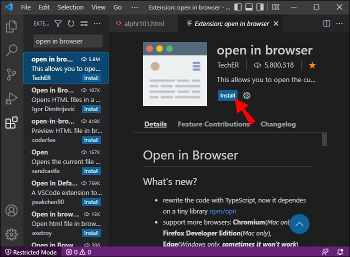 Comment ouvrir dans le navigateur à partir du code VS 6 Visual Studio Code 6 2 1 Comment ouvrir dans le navigateur à partir du code VS