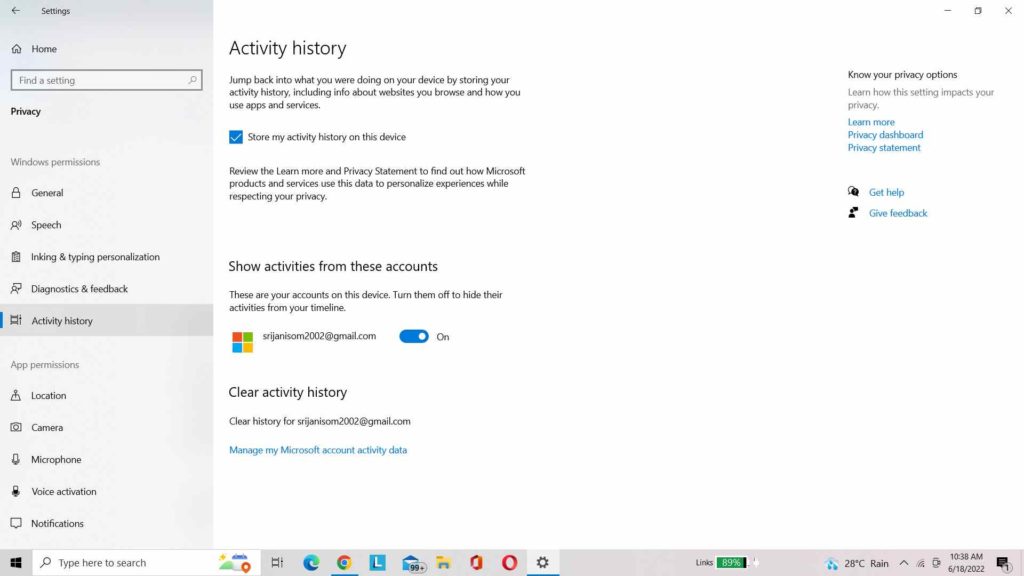 Comment afficher l'historique des activités sur un PC Windows 10 11 activity