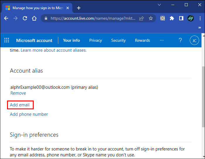 كيفية تغيير البريد الالكتروني في Outlook 5 alias1 كيفية تغيير البريد الالكتروني في Outlook