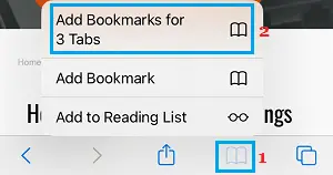 Bookmark Multiple Webpages on iPhone Safari Browser