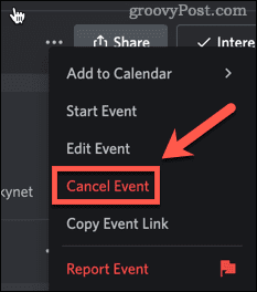 Cancelling a Discord event