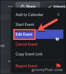 Editing an event on Discord