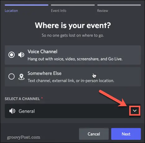 Selecting a voice channel