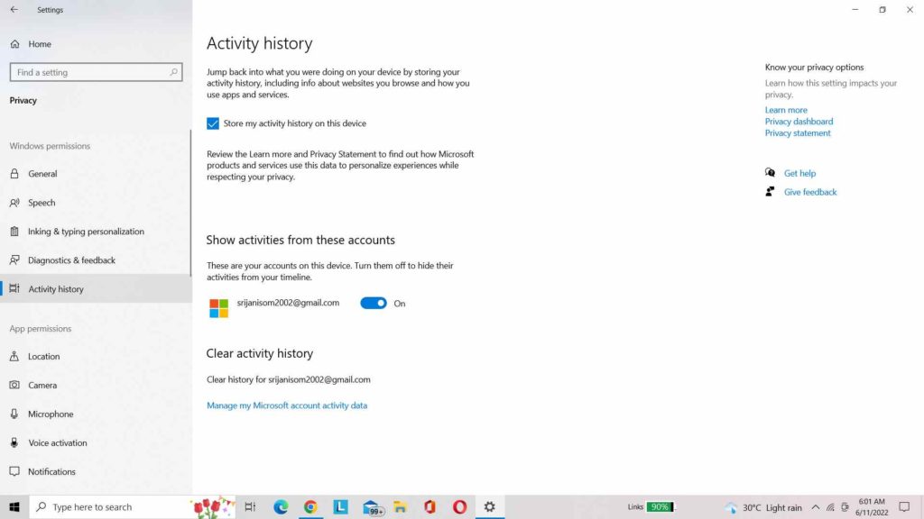 Comment afficher l'historique des activités sur un PC Windows 10 16 go-to-settings