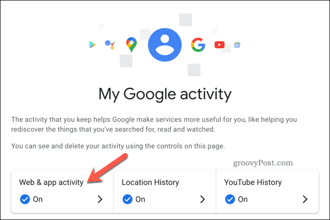 Google My Activity menu