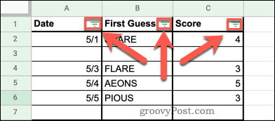 Comment supprimer les lignes vides dans Google Sheets 15 Google Sheets filtering icon