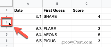 Comment supprimer les lignes vides dans Google Sheets 3 Google Sheets row number