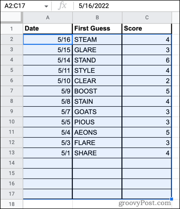 Comment supprimer les lignes vides dans Google Sheets 9 Sorted data in Google Sheets