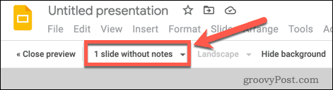 Changing print options in Google Slides