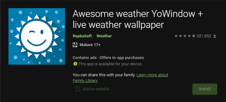 Awesome weather YoWindow + live weather wallpaper