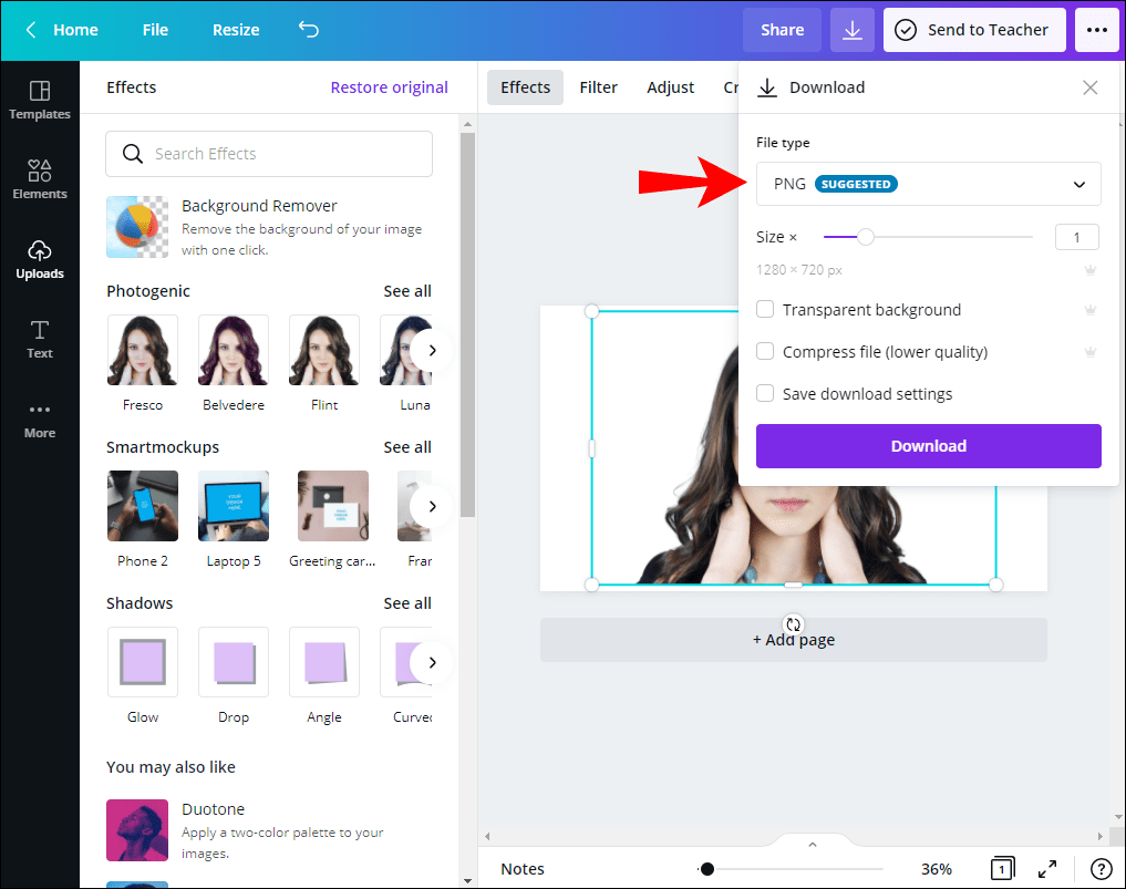 5 40 كيفية جعل الخلفية شفافة في Canva