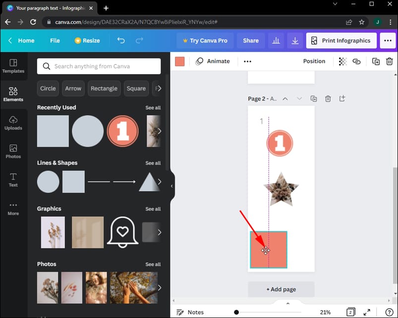 Adding Shapes 5 كيفية إضافة أرقام الصفحات في Canva
