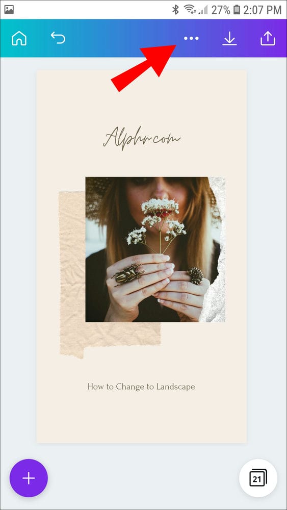 Screenshot 20210805 140746 Canva كيفية التغيير إلى الوضع الأفقي في Canva