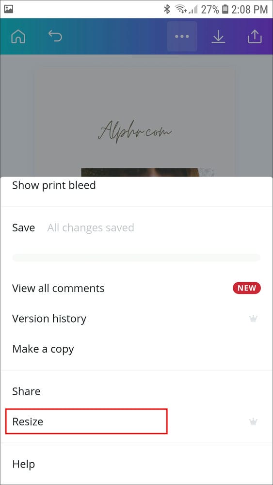 Screenshot 20210805 140822 Canva 1 كيفية التغيير إلى الوضع الأفقي في Canva