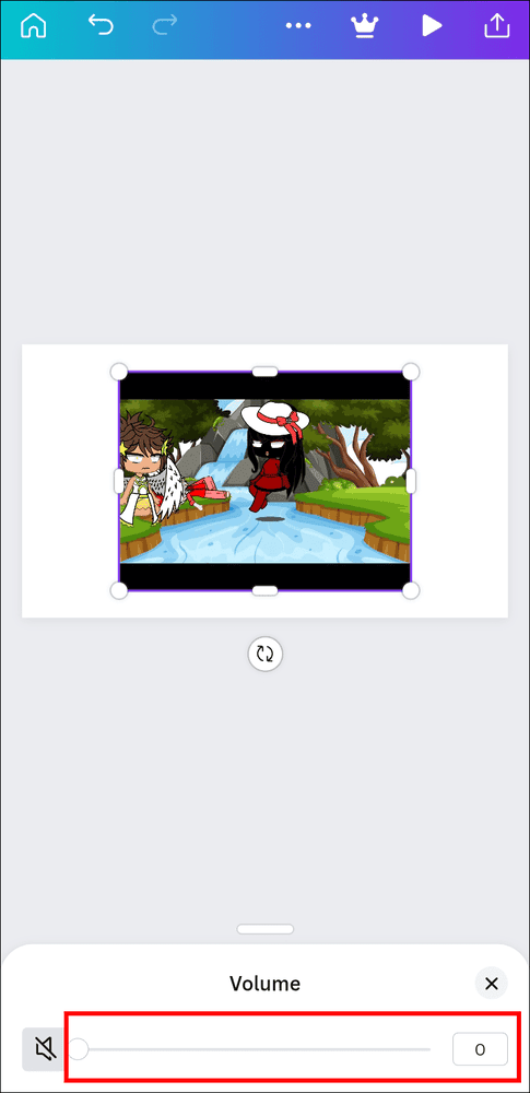 and slider كيفية إزالة الصوت من الفيديو في Canva