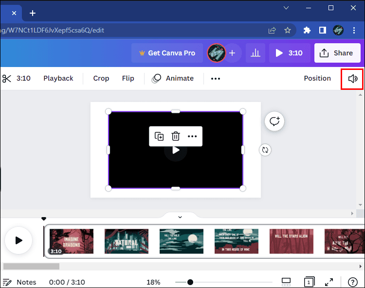 volume1 كيفية إزالة الصوت من الفيديو في Canva