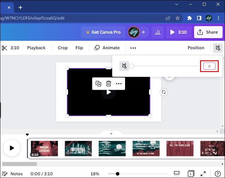 zero1 كيفية إزالة الصوت من الفيديو في Canva