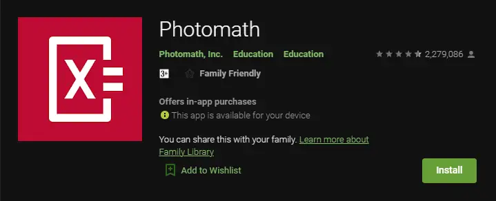 Photomath تطبيقات لحل مسائل الرياضيات