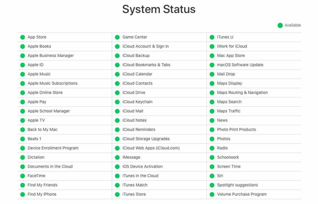 Connexion à iCloud Erreur / Échec de la Vérification Résoudre 2 system-status