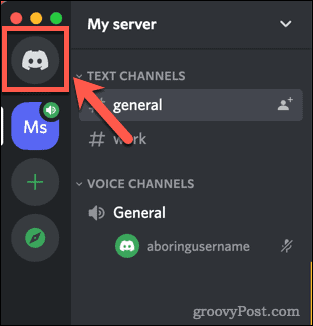 discord home menu