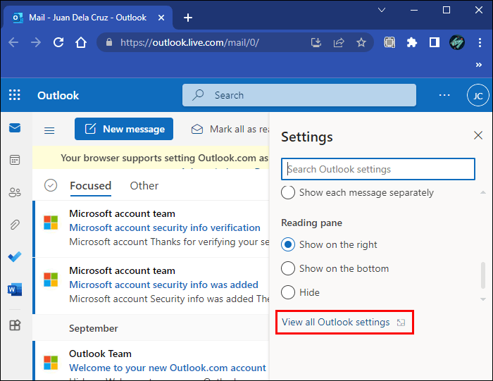 كيفية تغيير البريد الالكتروني في Outlook 24 view all1 كيفية تغيير البريد الالكتروني في Outlook