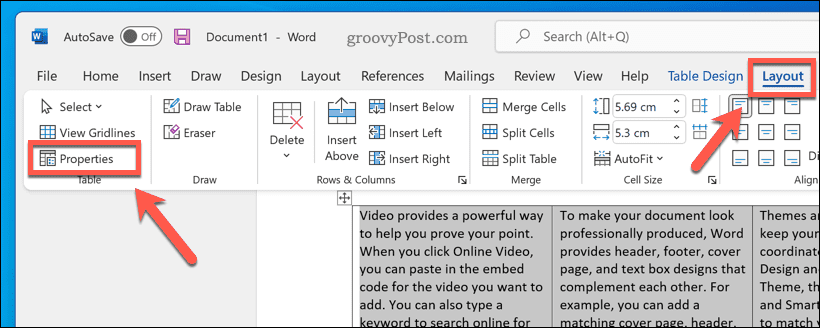 Comment déplacer un tableau dans Word 5 Open table properties in Word