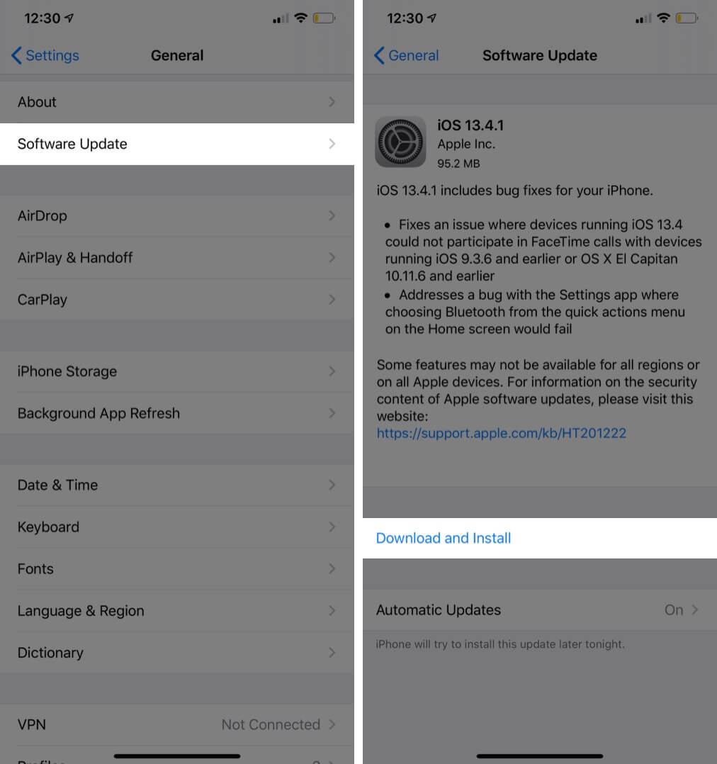 تعذر تثبيت تحديث التطبيقات على جهاز الآيفون