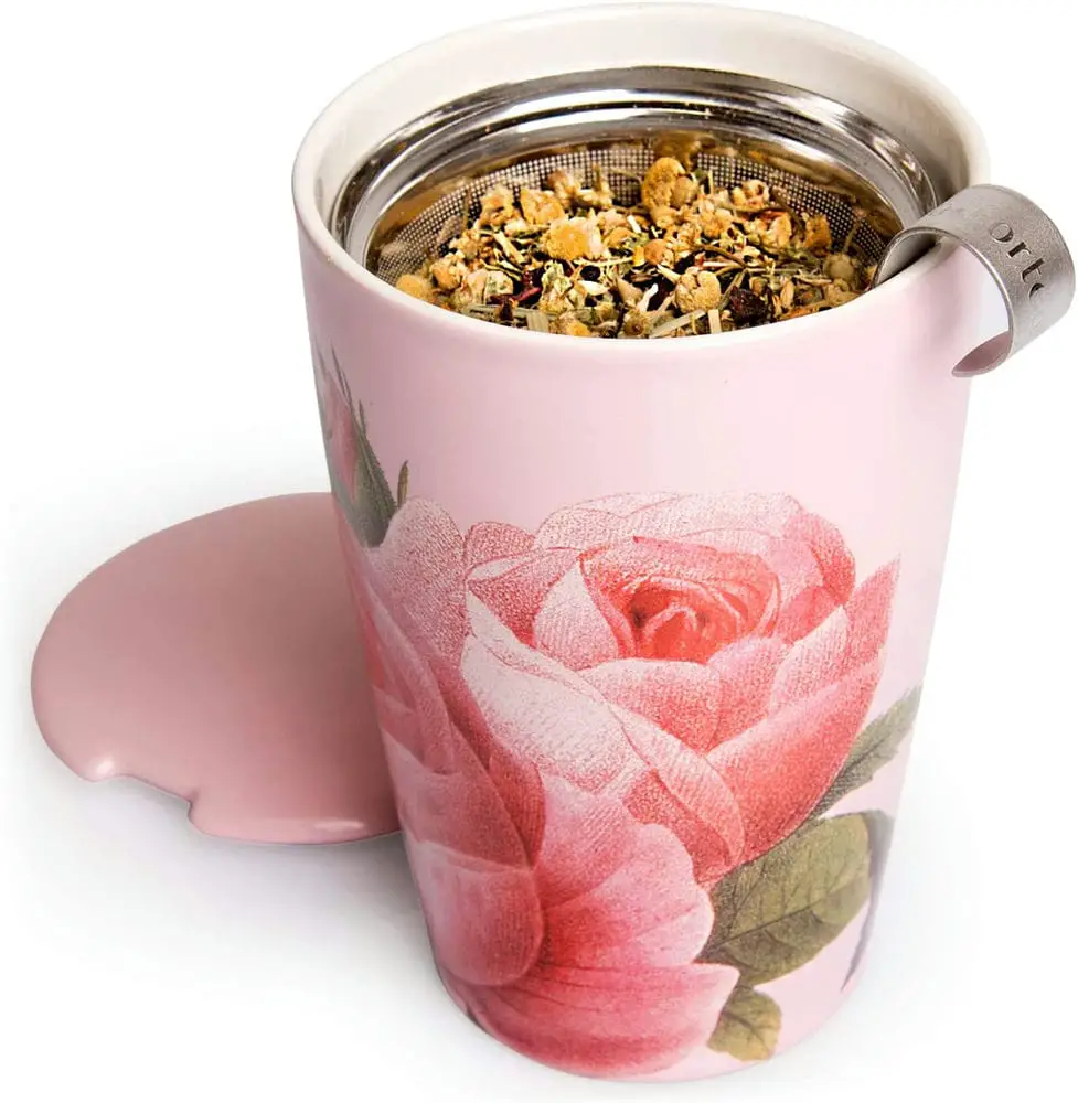 Ceramic Tea Infuser Cup with Infuser Basket and Lid