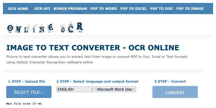 Online OCR أفضل مواقع ترجمة صورة إلى نص