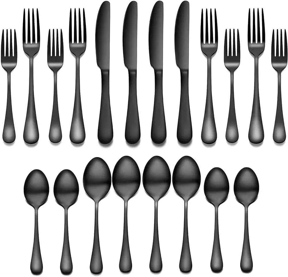 Flatware Set, 20-piece Silverware Cutlery Set Black