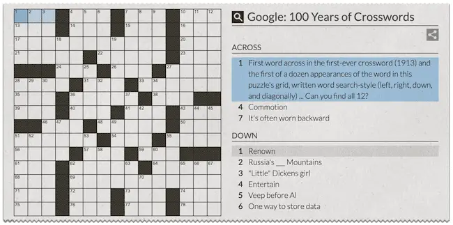 Crossword Puzzle: Google doodle game
