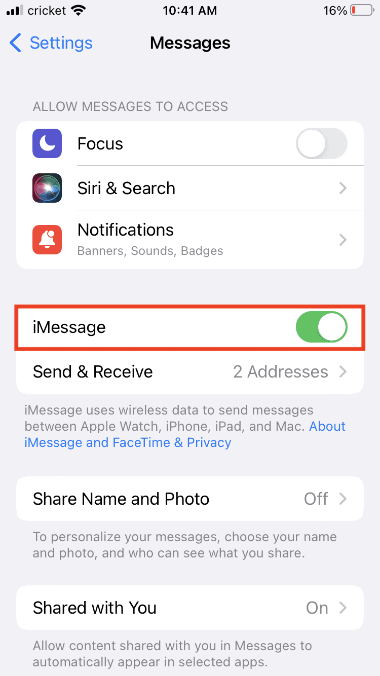 IMG 3618 يجب تمكين iMessage لإرسال هذه الرسالة في آيفون