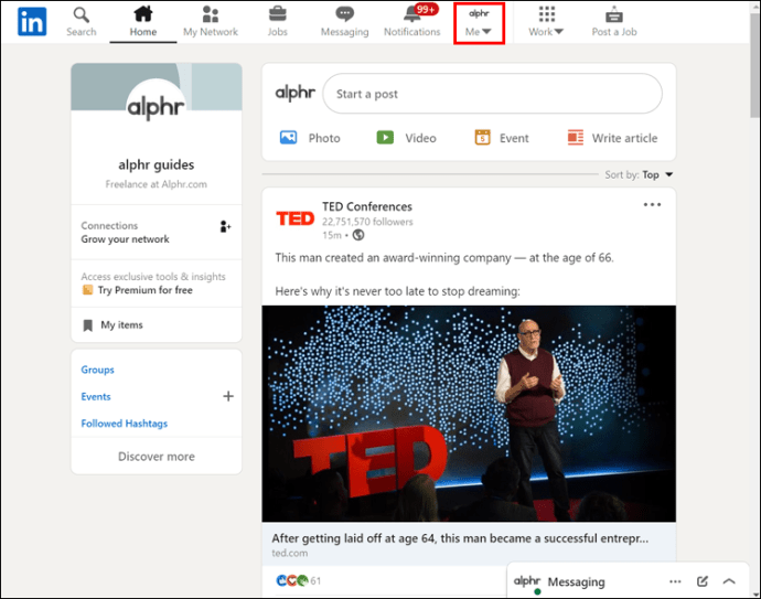 Linkedin CV Ekleme: Nasıl yayınlayabilirsiniz? 20 Navigasyon menüsünde "Ben" simgesine tıklayın.