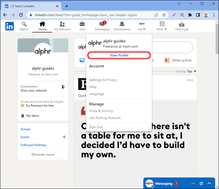 Linkedin CV Ekleme: Nasıl yayınlayabilirsiniz? 4 "Profilimi Görüntüle" seçeneğini seçin.