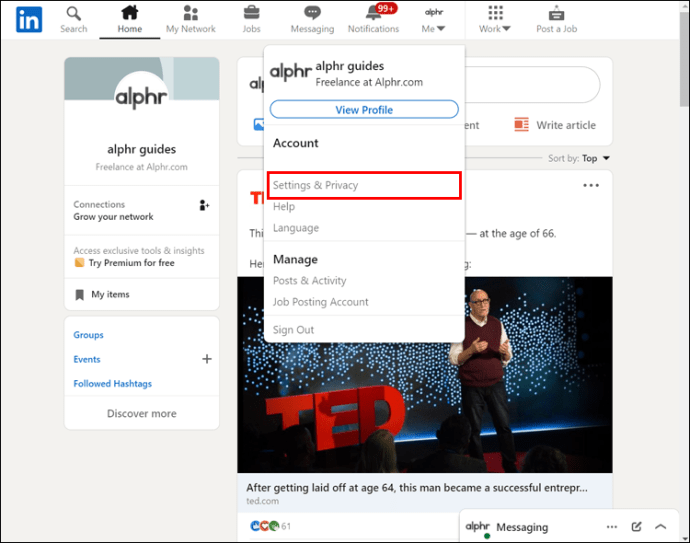 Linkedin CV Ekleme: Nasıl yayınlayabilirsiniz? 21 "Ayarlar ve Gizlilik" seçeneğini seçin.