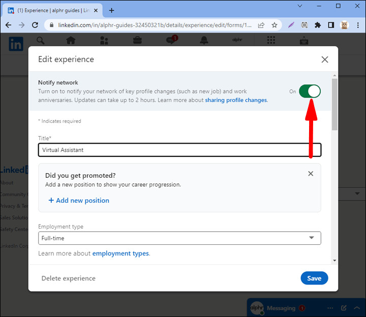 Linkedin CV Ekleme: Nasıl yayınlayabilirsiniz? 8 Eğer LinkedIn bağlantılarınızın promosyonunuz hakkında bilgilendirilmesini istiyorsanız, "Ağı Bilgilendir" düğmesini "açık" konuma getirebilirsiniz.